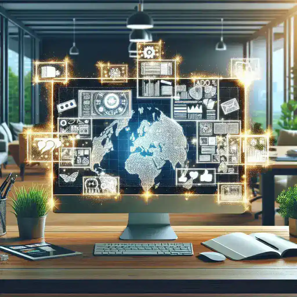 "Ilustrasi Kominfo mengumumkan regulasi baru tentang transparansi iklan digital di platform asing, dengan logo Kominfo dan grafik data iklan di latar belakang."