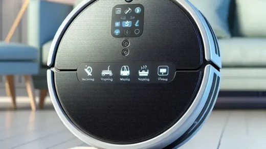 "Robot aspirador Dreame V18S Aqua 5-en-1, menampilkan desain modern dan fungsionalitas cerdas untuk kebersihan rumah yang efisien."