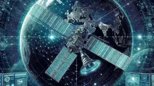"Activating monitoring satellite by Kemenkominfo to oversee extreme cyber activities - Image showcasing satellite technology in operation."